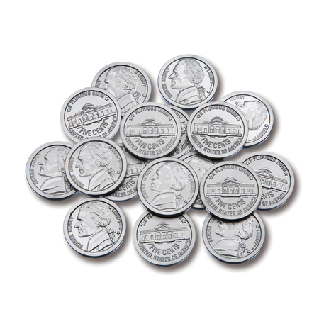 LEARNING ADVANTAGE Play Nickels, 100 Pieces 7522